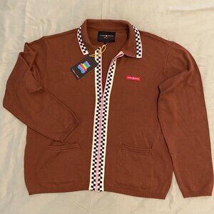NWT Teddy Fresh Brown Zip Up Sweater Cardigan Size S